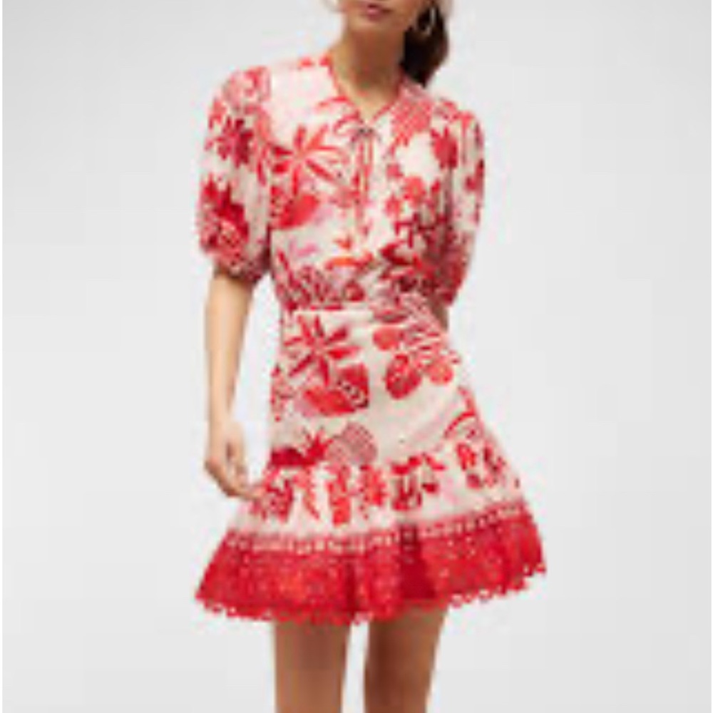 Farm Rio Mixed Lobsters Button-Front Mini dress